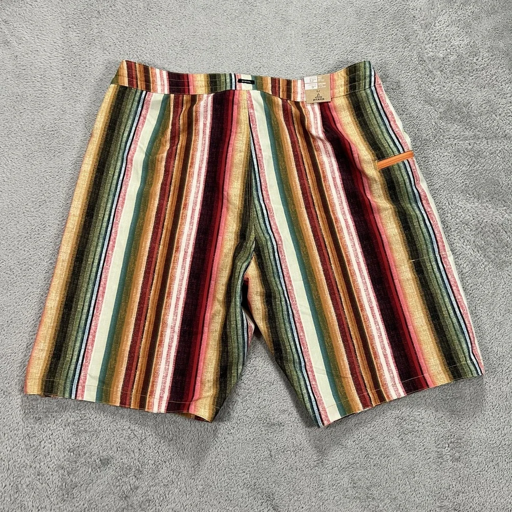 Prana Board Shorts Mens 32 Fenton Baja Stripe Swim Pocket Beach Surfing New